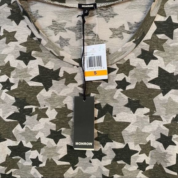 Monrow Soft Green Star Camo T-Shirt + Monrow Green Star Camo Shorts NWT 2 Items - Picture 3 of 16